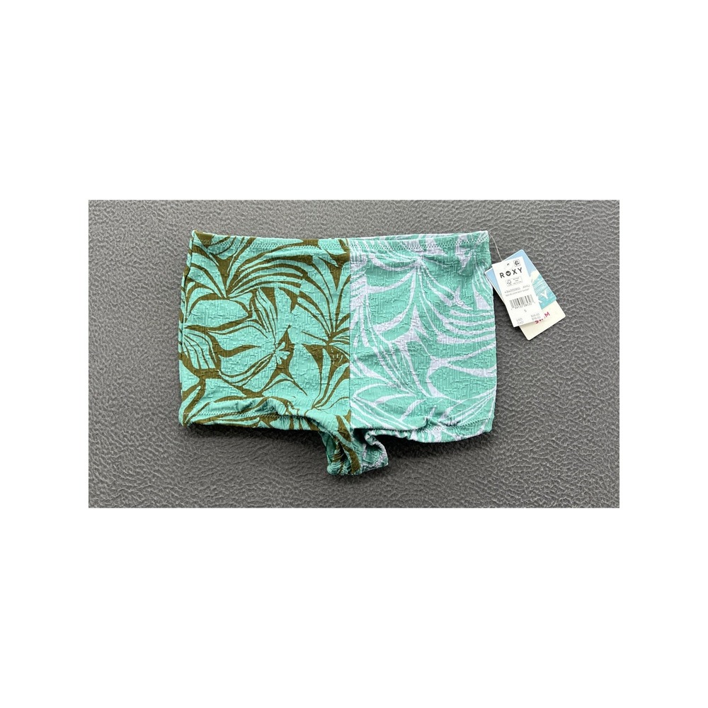 Roxy Swimsuit Bottoms Women's Sz Sm Mint Green Sea Bloom Boy Short Palm Leaf NWT